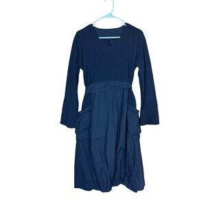 Gershon Bram Black Bubble Hem Dress Long Sleeve Lagenlook Art To Wear SZ M